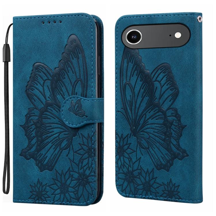 復古皮革觸感蝴蝶壓紋橫式翻蓋皮革手機殼，適用於 iPhone 17 Pro Max、iPhone 17 Pro、iPhone 17、iPhone Air