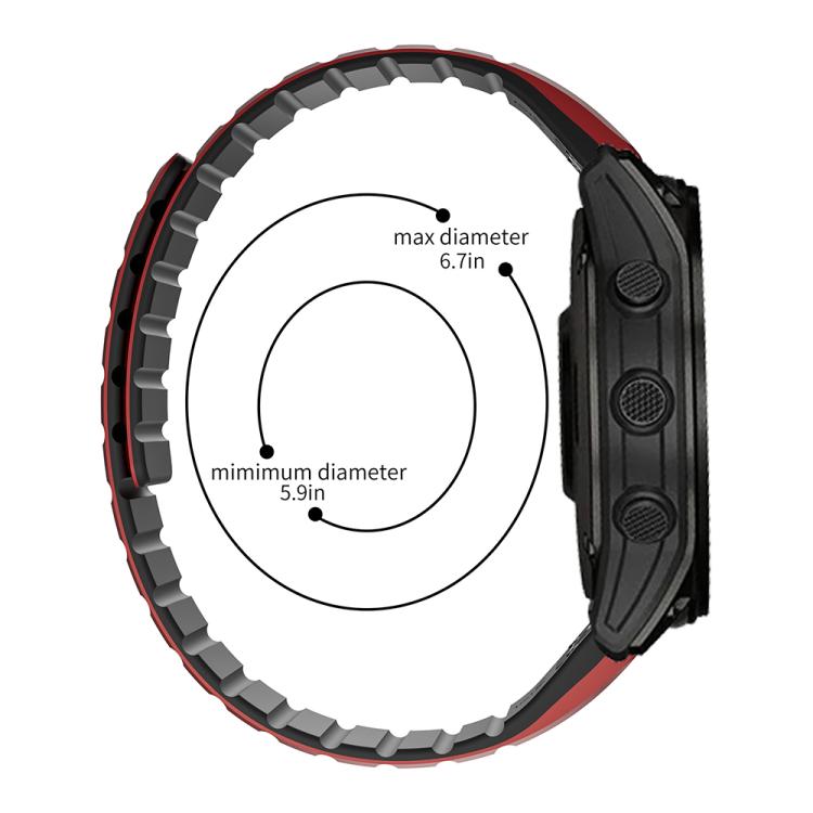 xDfind Two Color Silicone Magnetic Watch Band, For Garmin 26mm, For Garmin 22mm