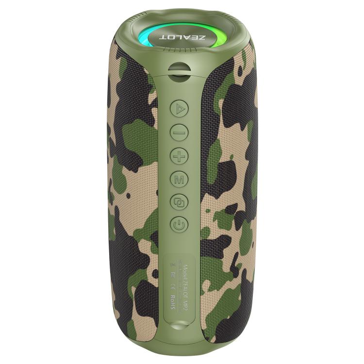 Zealot MP2 20W 便攜戶外 RGB 藍牙喇叭，不含麥克風（藍色）、不含麥克風（迷彩）、不含麥克風（黑色）