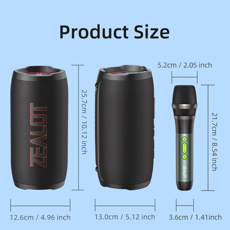 Zealot S76 50W 便攜戶外 RGB 藍牙喇叭，附 2 支麥克風，附 1 支麥克風，不含麥克風