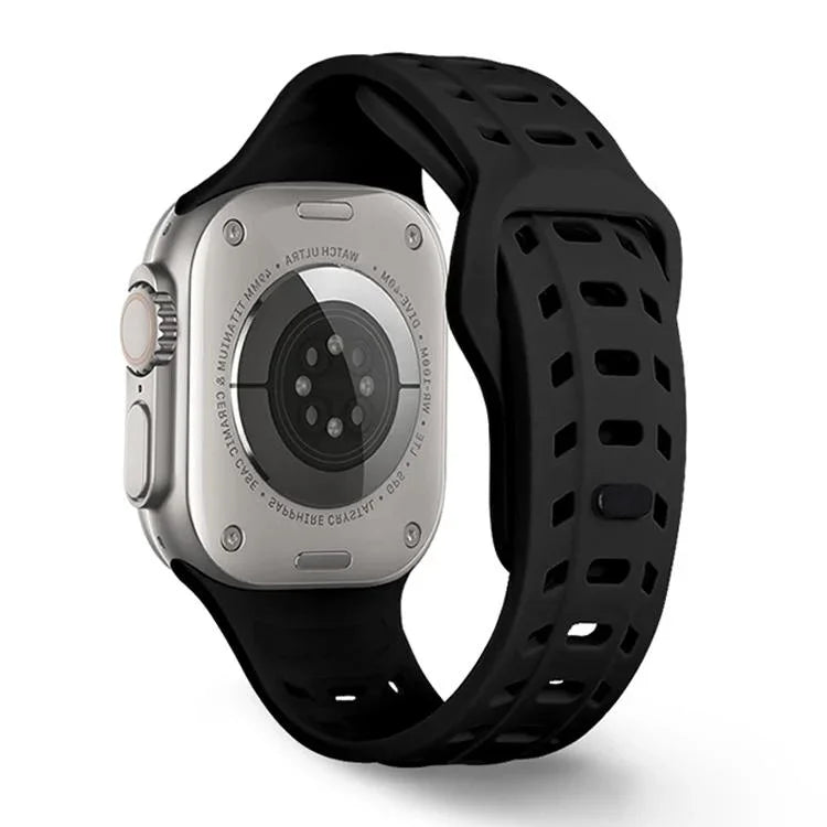 鯊魚紋孔洞矽膠錶帶，適用於 Apple Watch 46mm / 49mm / 45mm / 44mm
