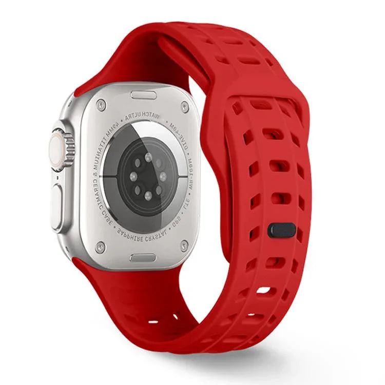 鯊魚紋孔洞矽膠錶帶，適用於 Apple Watch 46mm / 49mm / 45mm / 44mm