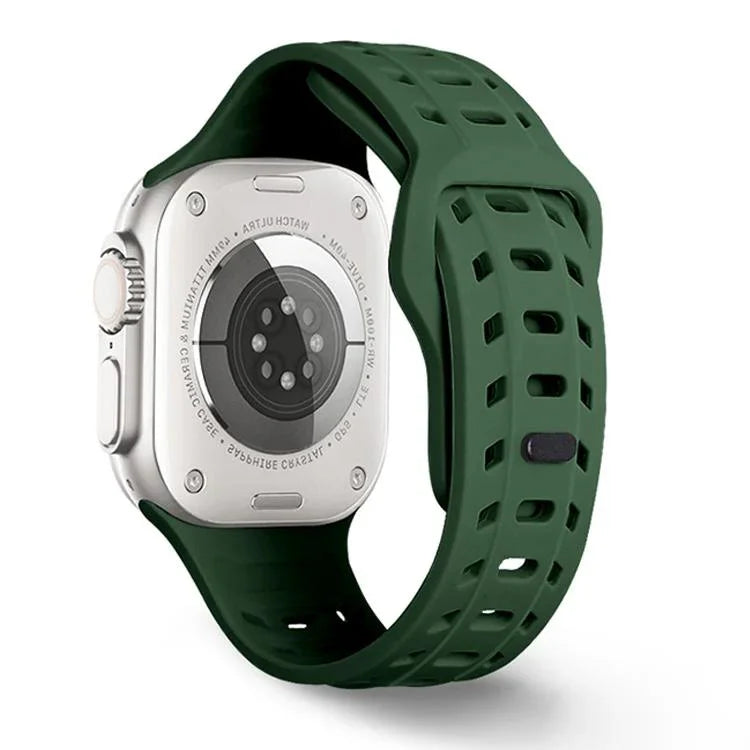 鯊魚紋孔洞矽膠錶帶，適用於 Apple Watch 46mm / 49mm / 45mm / 44mm