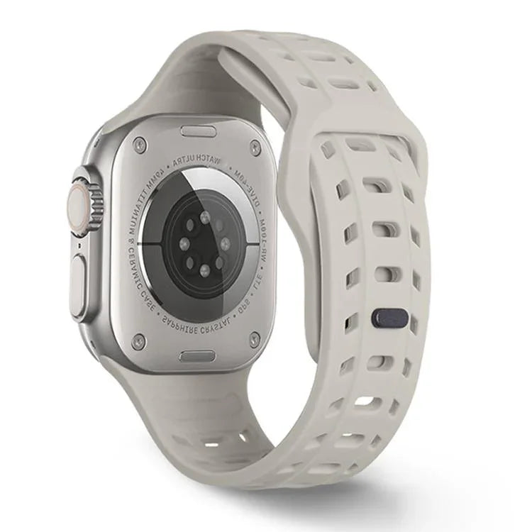 鯊魚紋孔洞矽膠錶帶，適用於 Apple Watch 46mm / 49mm / 45mm / 44mm