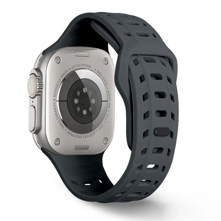 鯊魚紋孔洞矽膠錶帶，適用於 Apple Watch 46mm / 49mm / 45mm / 44mm