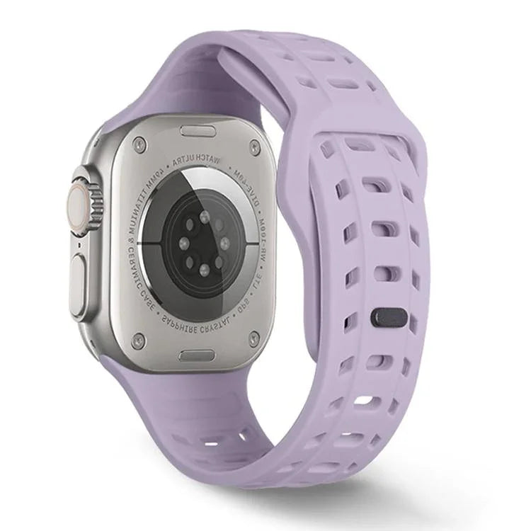 鯊魚紋孔洞矽膠錶帶，適用於 Apple Watch 46mm / 49mm / 45mm / 44mm