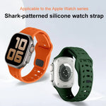 鯊魚紋孔洞矽膠錶帶，適用於 Apple Watch 46mm / 49mm / 45mm / 44mm