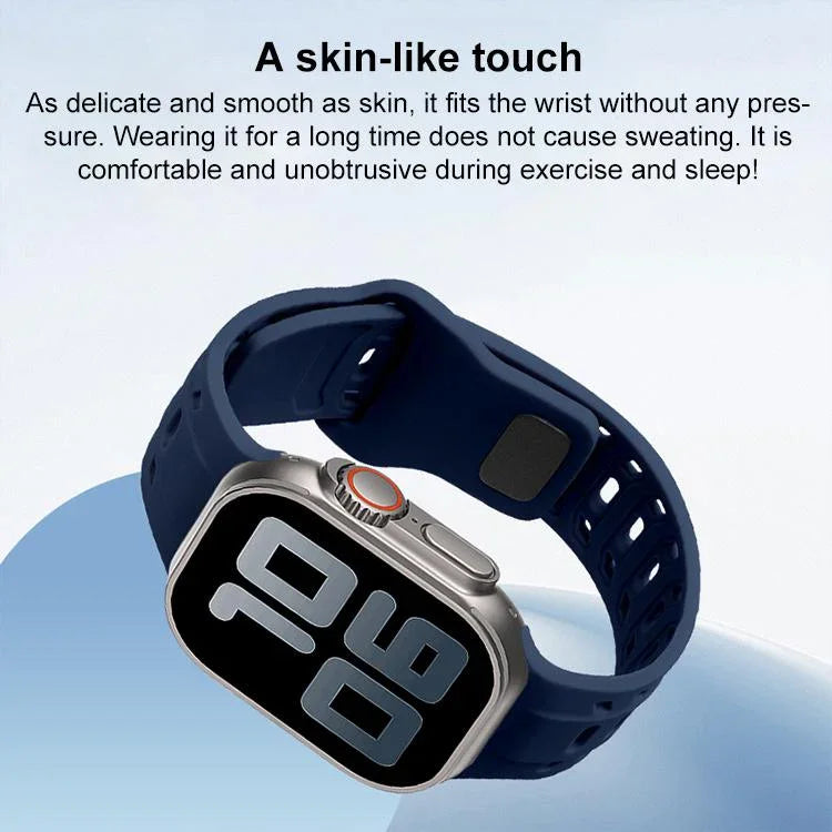 鯊魚紋孔洞矽膠錶帶，適用於 Apple Watch 46mm / 49mm / 45mm / 44mm