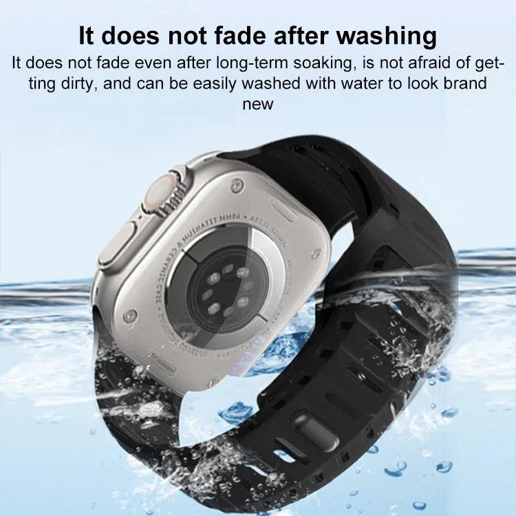 鯊魚紋孔洞矽膠錶帶，適用於 Apple Watch 46mm / 49mm / 45mm / 44mm