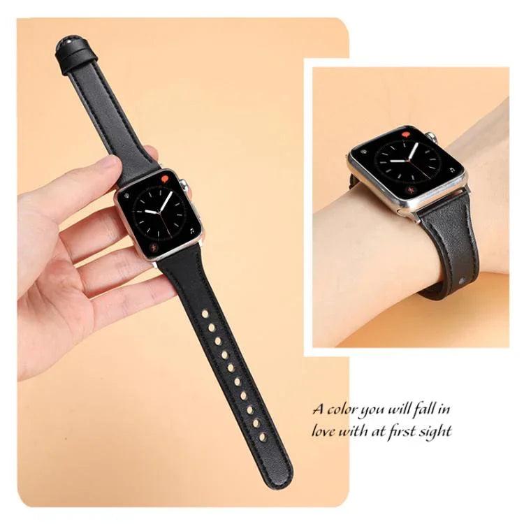 xDfind 雙環單鉚釘真皮錶帶，適用於 Apple Watch 42 / 44 / 45 / 46 / 49mm，適用於 Apple Watch 38 / 40 / 41 / S10 42mm