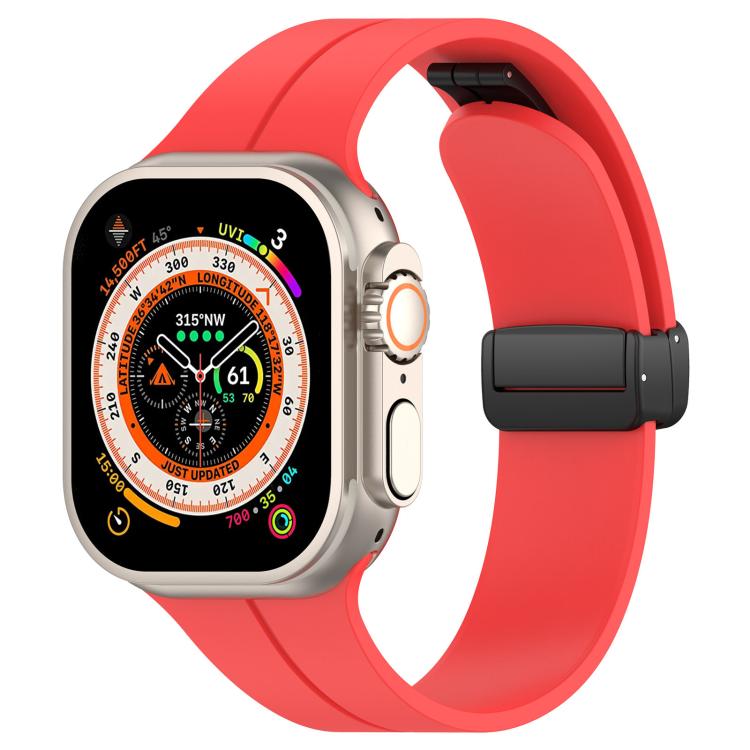 xDfind  Flat Head Groove Folding Black Buckle Silicone Watch Band, For Apple Watch 42 / 44 / 45 / 46 / 49mm, For Apple Watch 38 / 40 / 41 / S10 42mm