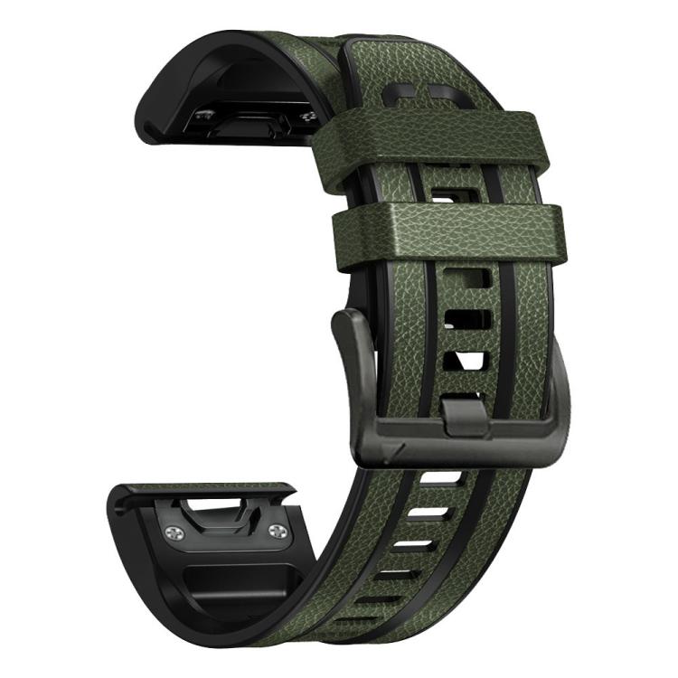 xDfind Leather Skin Silicone Quick Release Watch Band, For Garmin 26mm, For Garmin 22mm