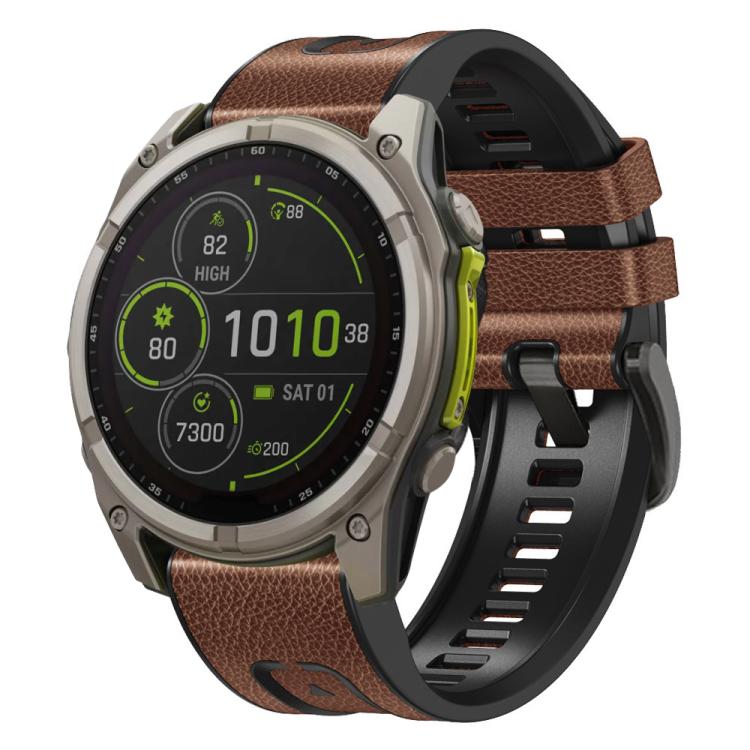 xDfind Leather Skin Silicone Quick Release Watch Band, For Garmin 26mm, For Garmin 22mm