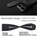 xDfind Leather Skin Silicone Quick Release Watch Band, For Garmin 26mm, For Garmin 22mm