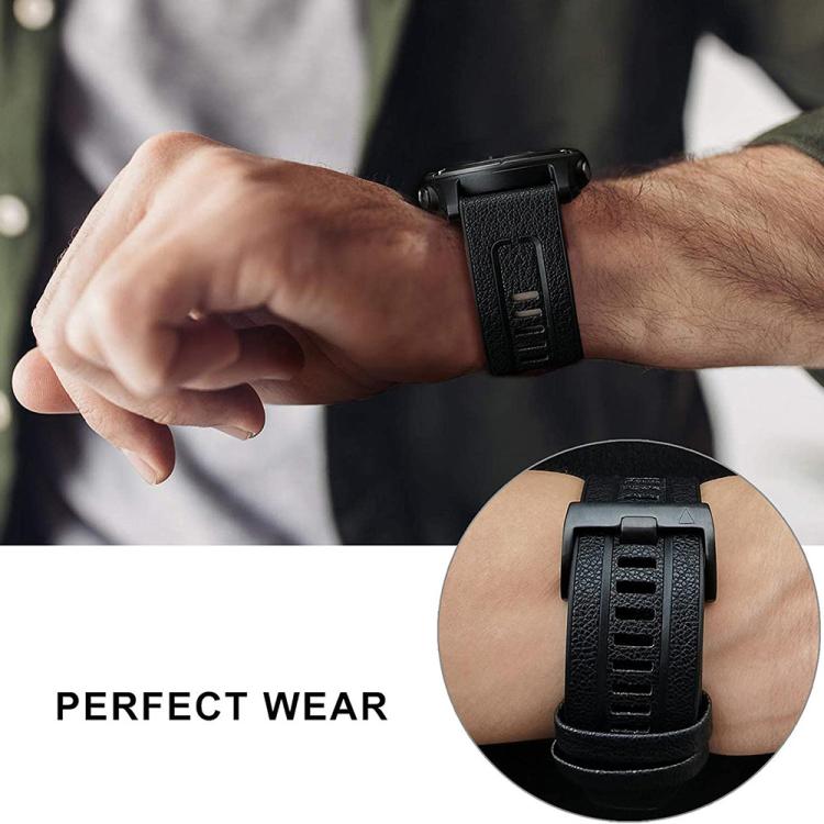xDfind Leather Skin Silicone Quick Release Watch Band, For Garmin 26mm, For Garmin 22mm