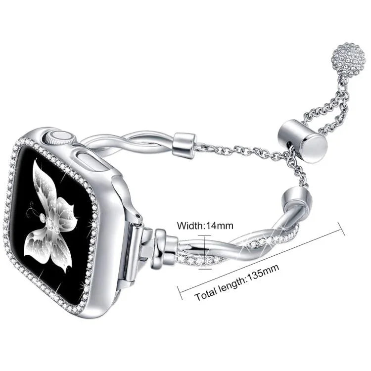 xDfind Twist Bracelet Diamond Metal Watch Band, For Apple Watch 42 / 44 / 45 / 46 / 49mm, For Apple Watch 38 / 40 / 41 / S10 42mm