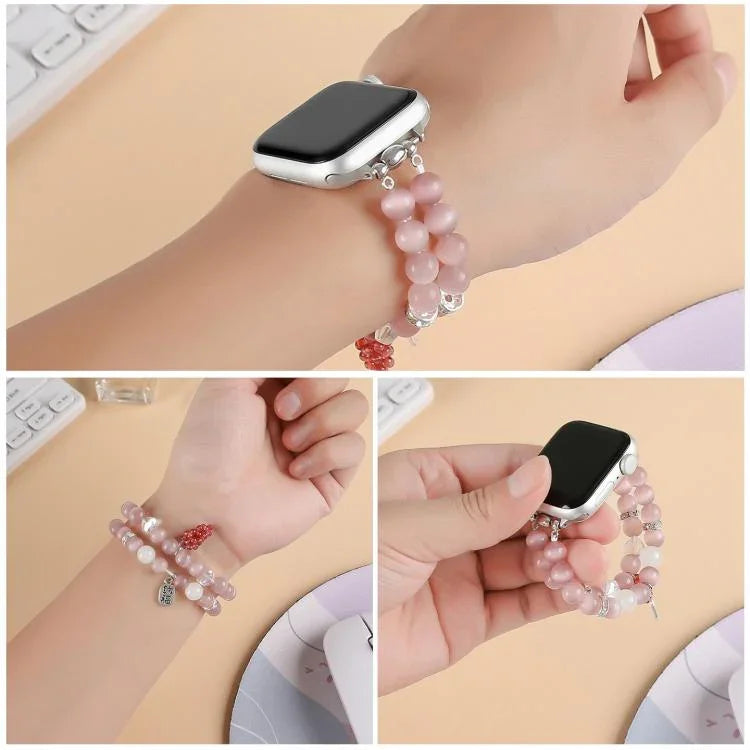 貓眼石珠手鍊錶帶，適用於 Apple Watch 46mm / 49mm / 45mm / 44mm，適用於 Apple Watch 42mm / 41mm / 40mm / 38mm