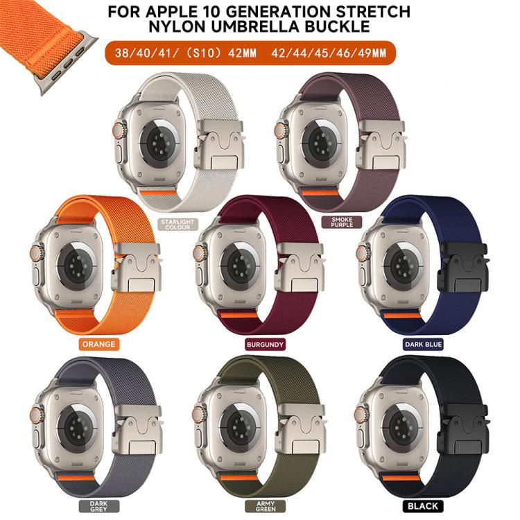 xDfind 降落傘扣彈性尼龍錶帶，適用於 Apple Watch 42 / 44 / 45 / 46 / 49mm，適用於 Apple Watch 38 / 40 / 41 / S10 42mm