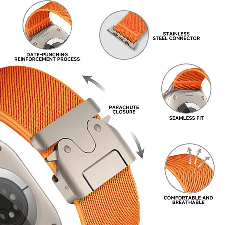 xDfind 降落傘扣彈性尼龍錶帶，適用於 Apple Watch 42 / 44 / 45 / 46 / 49mm，適用於 Apple Watch 38 / 40 / 41 / S10 42mm