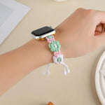 麻繩編織花朵束繩錶帶，適用於 Apple Watch 46mm / 49mm / 45mm / 44mm，適用於 Apple Watch 42mm / 41mm / 40mm / 38mm