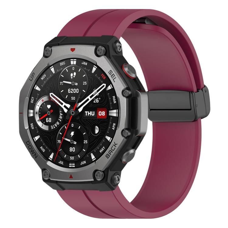 xDfind  Flat Head Groove Folding Black Buckle Silicone Watch Band, For Amazfit T-Rex 3