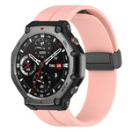 xDfind  Flat Head Groove Folding Black Buckle Silicone Watch Band, For Amazfit T-Rex 3