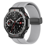 xDfind  Flat Head Groove Folding Black Buckle Silicone Watch Band, For Amazfit T-Rex 3