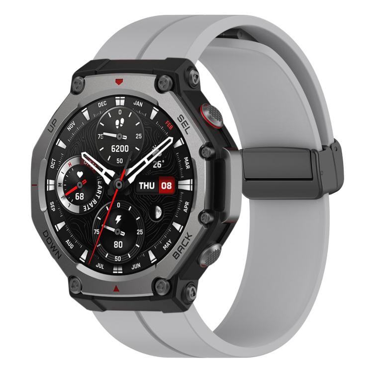 xDfind  Flat Head Groove Folding Black Buckle Silicone Watch Band, For Amazfit T-Rex 3