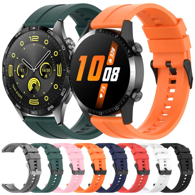 xDfind Silicone Black Buckle Watch Band, 20mm For Amazfit Active 2 / GTS4 Mini, 22mm For Huawei Watch GT5 / GT5 Pro