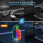 JYS NS2318 4合1遊戲手柄充電座帶RGB燈，適用於Nintendo Switch 1 / 2，JYS-NS2318
