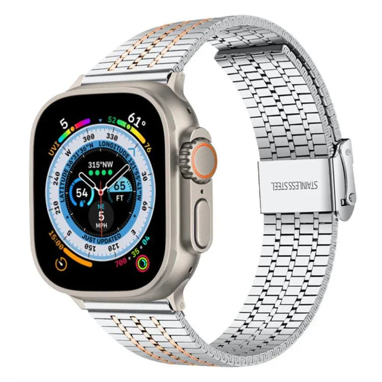 xDfind 七珠扣不鏽鋼錶帶，適用於 Apple Watch 42 / 44 / 45 / 46 / 49mm，適用於 Apple Watch 38 / 40 / 41 / S10 42mm