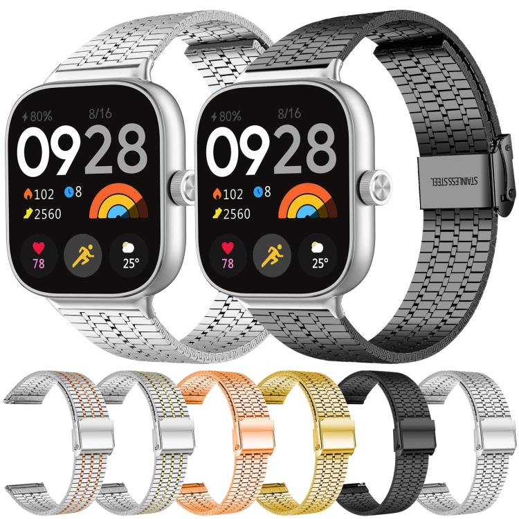 xDfind Seven Beads Buckle Stainless Steel Watch Band, For Xiaomi Band 10 Pro/9 Pro/Redmi Watch 6/5/4, For Redmi Watch 3 Active / Watch 3 Lite, For Redmi Watch 3