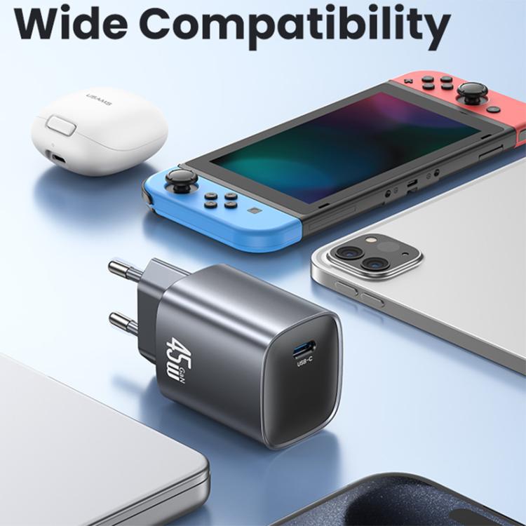 USAMS CC323 T66 45W USB-C / Type-C GaN 快速充電器，歐規插頭，CC323