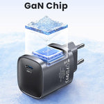 USAMS CC323 T66 45W USB-C / Type-C GaN 快速充電器，歐規插頭，CC323