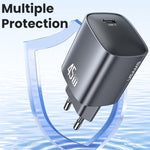 USAMS CC323 T66 45W USB-C / Type-C GaN 快速充電器，歐規插頭，CC323