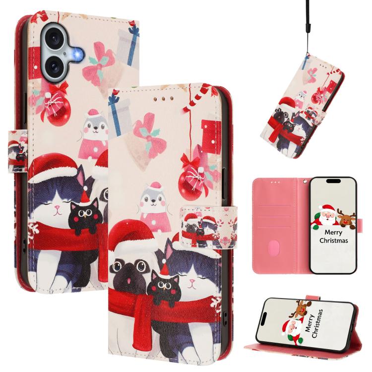 聖誕系列扣環皮革手機殼附手腕帶，適用於 iPhone 17e / 16e、iPhone 17 Pro Max、iPhone 17 Pro、iPhone 17、iPhone Air、iPhone 16 Pro Max、iPhone 16 Pro、iPhone 16 Plus