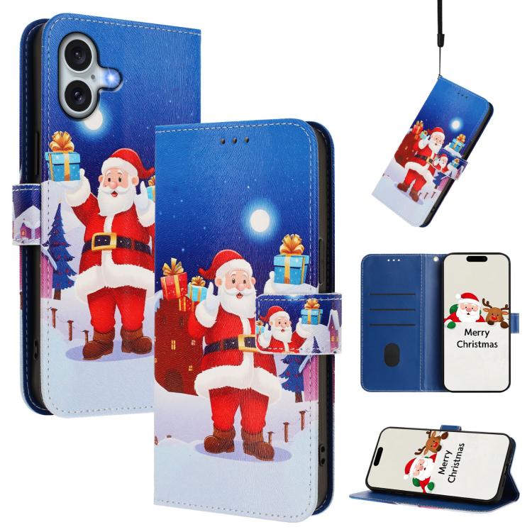 聖誕系列扣環皮革手機殼附手腕帶，適用於 iPhone 17e / 16e、iPhone 17 Pro Max、iPhone 17 Pro、iPhone 17、iPhone Air、iPhone 16 Pro Max、iPhone 16 Pro、iPhone 16 Plus