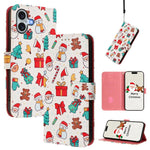 聖誕系列扣環皮革手機殼附手腕帶，適用於 iPhone 17e / 16e、iPhone 17 Pro Max、iPhone 17 Pro、iPhone 17、iPhone Air、iPhone 16 Pro Max、iPhone 16 Pro、iPhone 16 Plus