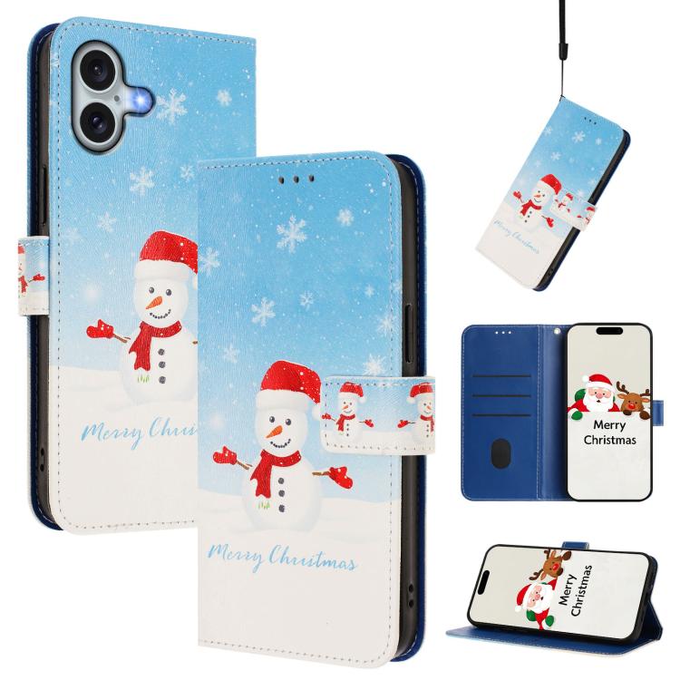 聖誕系列扣環皮革手機殼附手腕帶，適用於 iPhone 17e / 16e、iPhone 17 Pro Max、iPhone 17 Pro、iPhone 17、iPhone Air、iPhone 16 Pro Max、iPhone 16 Pro、iPhone 16 Plus