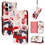 聖誕系列扣環皮革手機殼附手腕帶，適用於 iPhone 17e / 16e、iPhone 17 Pro Max、iPhone 17 Pro、iPhone 17、iPhone Air、iPhone 16 Pro Max、iPhone 16 Pro、iPhone 16 Plus