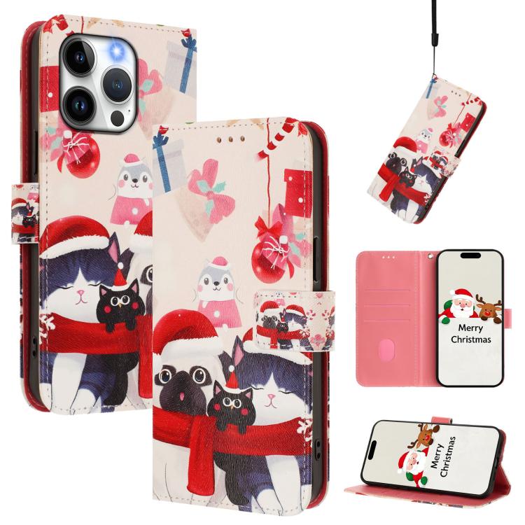 聖誕系列扣環皮革手機殼附手腕帶，適用於 iPhone 17e / 16e、iPhone 17 Pro Max、iPhone 17 Pro、iPhone 17、iPhone Air、iPhone 16 Pro Max、iPhone 16 Pro、iPhone 16 Plus