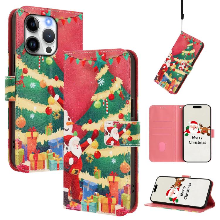 聖誕系列扣環皮革手機殼附手腕帶，適用於 iPhone 17e / 16e、iPhone 17 Pro Max、iPhone 17 Pro、iPhone 17、iPhone Air、iPhone 16 Pro Max、iPhone 16 Pro、iPhone 16 Plus