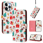 聖誕系列扣環皮革手機殼附手腕帶，適用於 iPhone 17e / 16e、iPhone 17 Pro Max、iPhone 17 Pro、iPhone 17、iPhone Air、iPhone 16 Pro Max、iPhone 16 Pro、iPhone 16 Plus
