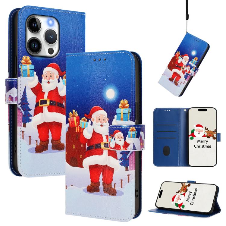 聖誕系列扣環皮革手機殼附手腕帶，適用於 iPhone 17e / 16e、iPhone 17 Pro Max、iPhone 17 Pro、iPhone 17、iPhone Air、iPhone 16 Pro Max、iPhone 16 Pro、iPhone 16 Plus