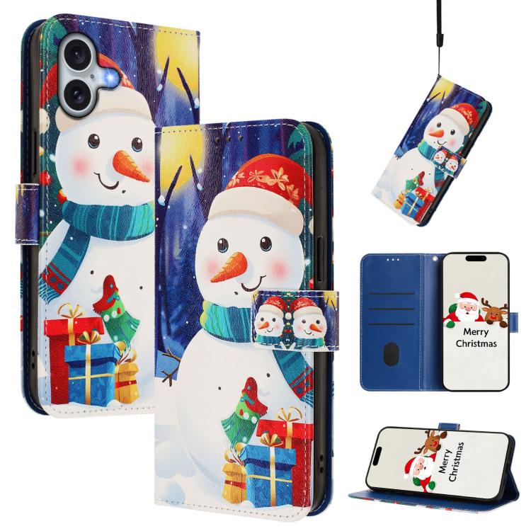 聖誕系列扣環皮革手機殼附手腕帶，適用於 iPhone 17e / 16e、iPhone 17 Pro Max、iPhone 17 Pro、iPhone 17、iPhone Air、iPhone 16 Pro Max、iPhone 16 Pro、iPhone 16 Plus