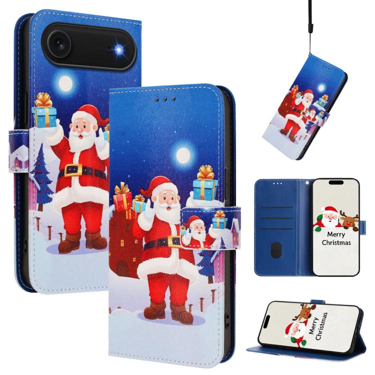 聖誕系列扣環皮革手機殼附手腕帶，適用於 iPhone 17e / 16e、iPhone 17 Pro Max、iPhone 17 Pro、iPhone 17、iPhone Air、iPhone 16 Pro Max、iPhone 16 Pro、iPhone 16 Plus