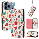 聖誕系列扣環皮革手機殼附手腕帶，適用於 iPhone 17e / 16e、iPhone 17 Pro Max、iPhone 17 Pro、iPhone 17、iPhone Air、iPhone 16 Pro Max、iPhone 16 Pro、iPhone 16 Plus