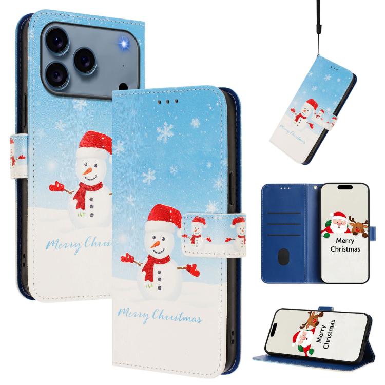 聖誕系列扣環皮革手機殼附手腕帶，適用於 iPhone 17e / 16e、iPhone 17 Pro Max、iPhone 17 Pro、iPhone 17、iPhone Air、iPhone 16 Pro Max、iPhone 16 Pro、iPhone 16 Plus