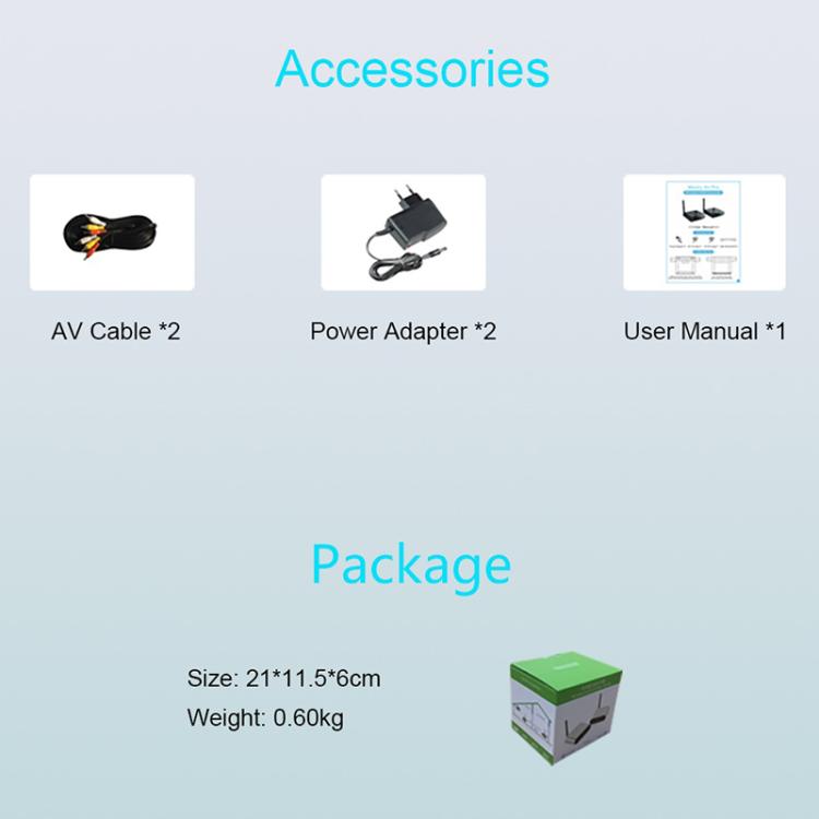 Measy AV230 2.4GHz 無線音頻/視頻發射器與接收器 1發射至2接收，AV230-2