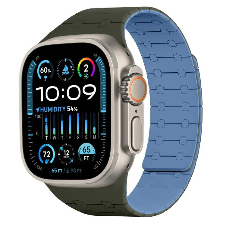 xDfind 對比色磁性矽膠錶帶，適用於 Apple Watch 42 / 44 / 45 / 46 / 49mm，適用於 Apple Watch 38 / 40 / 41 / S10 42mm